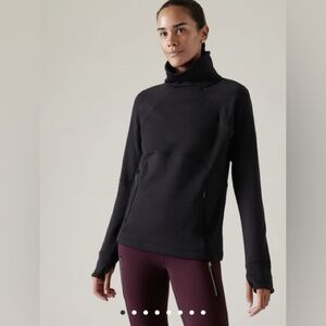 Athleta Altitude Polartec Funnel Neck Pullover Sweatshirt Black Size M